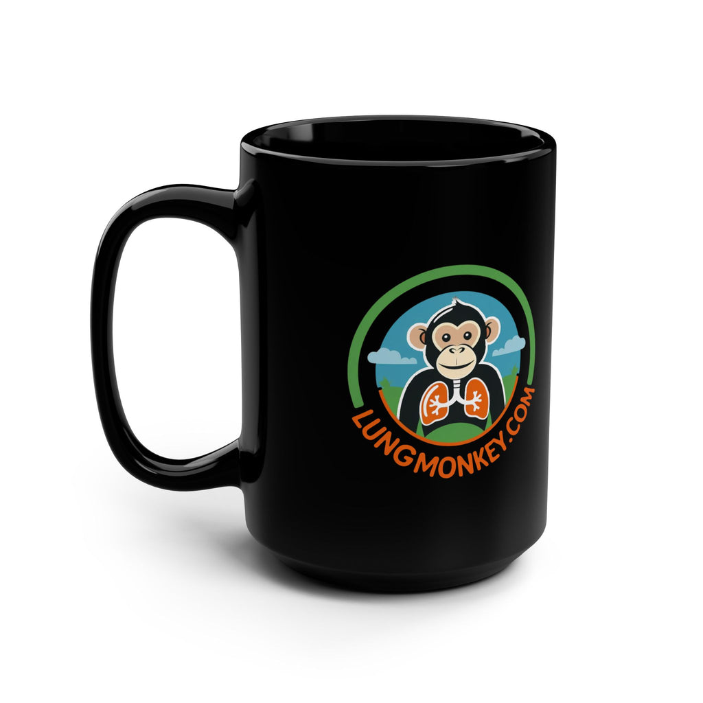 Lung Monkey Logo - Black Mug, 15oz - Lung Monkey