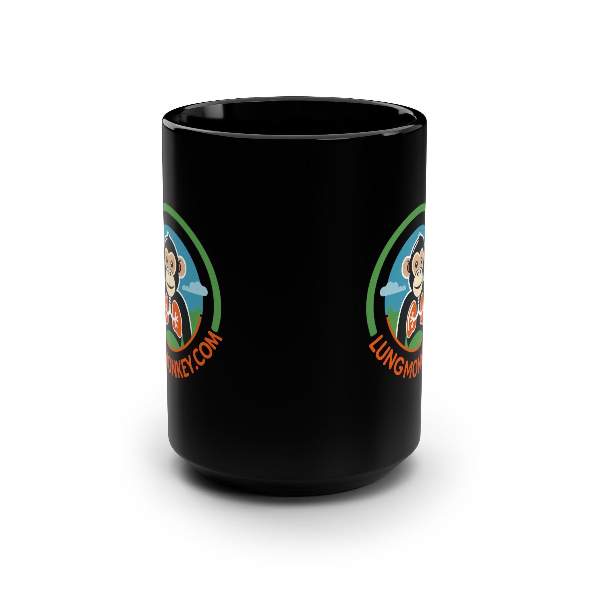 Lung Monkey Logo - Black Mug, 15oz - Lung Monkey